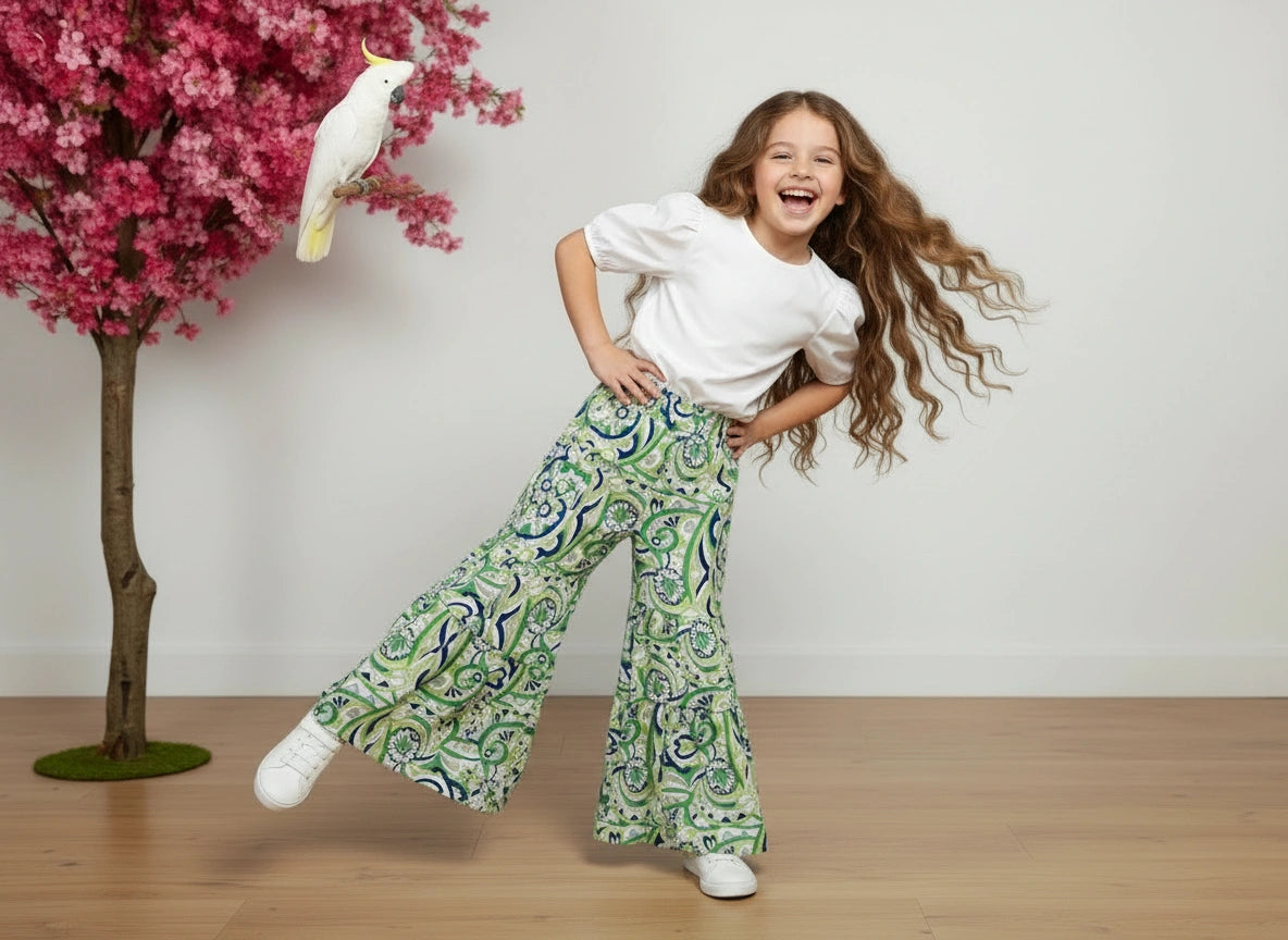 Green  Wide Leg Trouser